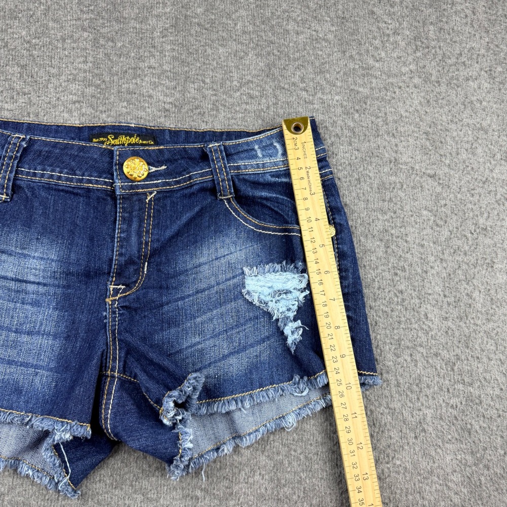 Southpole Distressed Studded Denim Shorts Women's Size 9 Blue Cut Off Y2K - Picture 12 of 14